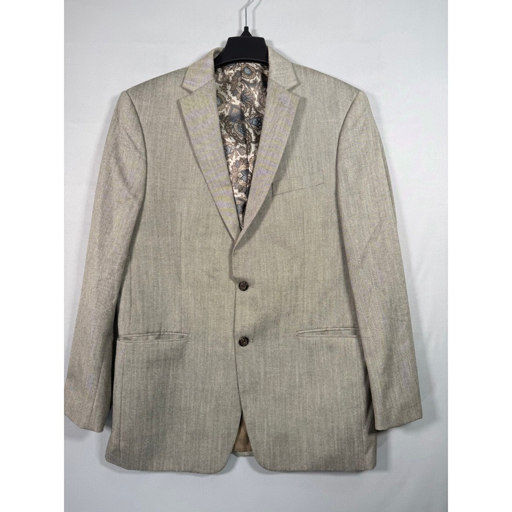 Lauren Ralph Lauren‎ Men's Tweed Blazer Suit Jacket Tan Herringbone Lined